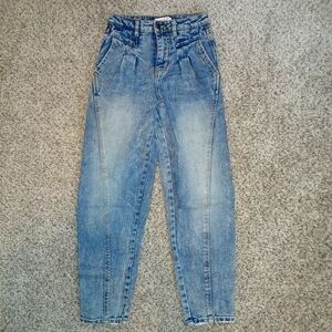 SO Balloon Jeans Y2K Size 0/24W Super High Rise Pleated